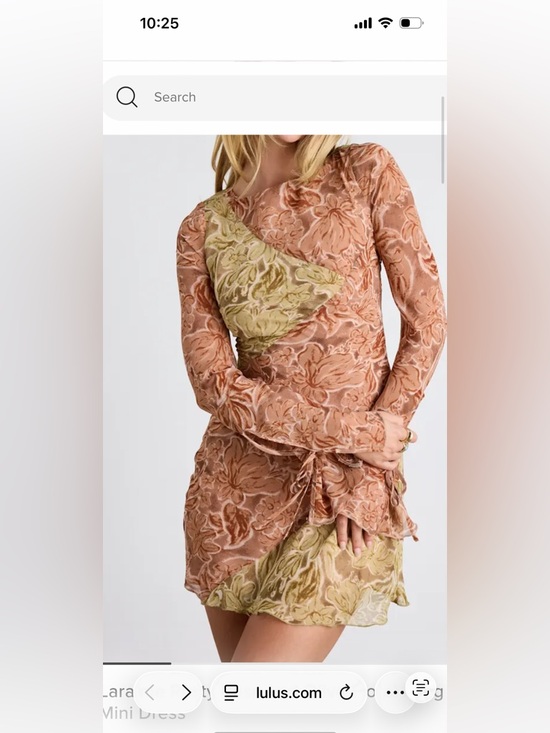 Lulus Dresses & Skirts - Lulu's Peach and Olive Floral-Textured Mini Dress